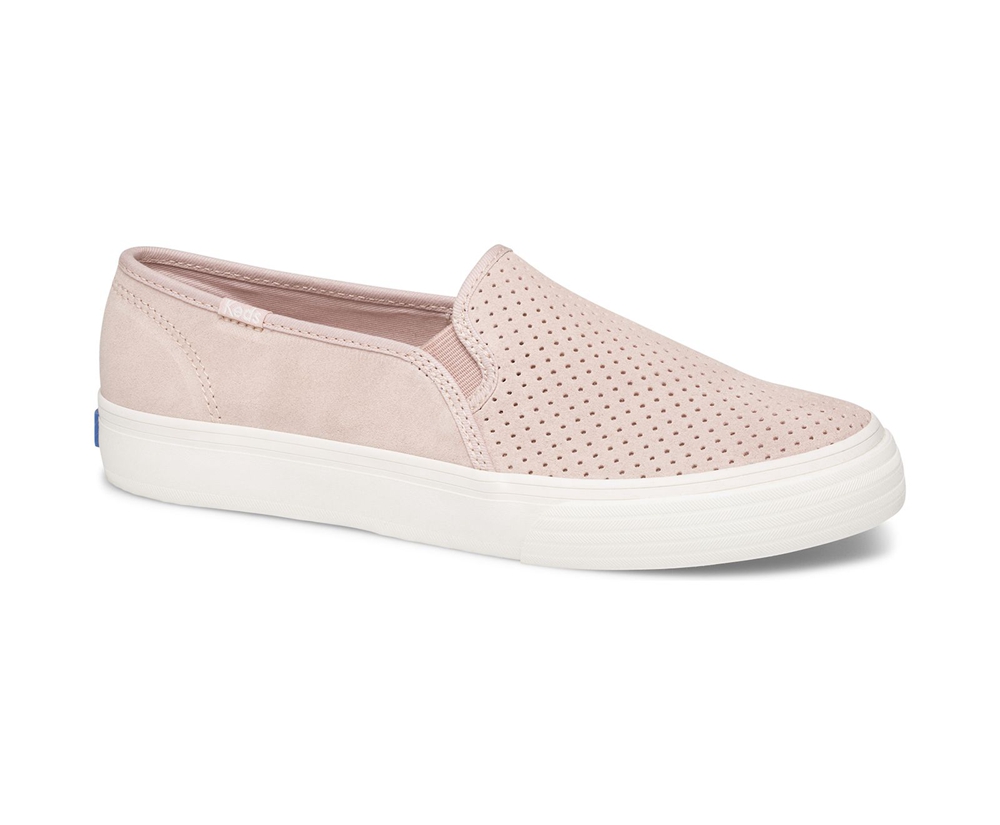 Slip Ons Keds Mujer Rosas - Double Decker Perf Suede - 6209-ICMZO